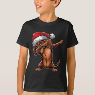 Dabbing Teckel Santa Hat Christmas Dab Dance Gi T-shirt