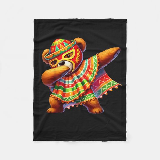 Dabbing Teddybeer Lucha Libre Cinco De Mayo Mexica Fleece Deken (Voorkant)