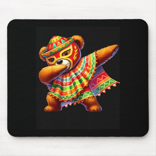 Dabbing Teddybeer Lucha Libre Cinco De Mayo Mexica Muismat (Voorkant)