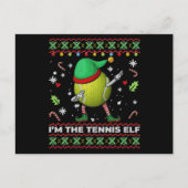 Dabbing Tennis Ball Elf Pet Kerstmis Ugly Sweater Uitnodiging Briefkaart (Voorkant)