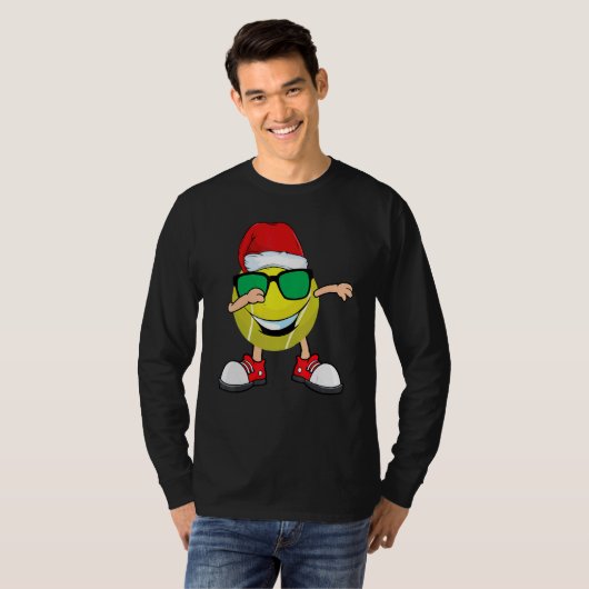 Dabbing Tennis Ball Santa Hat Sunbril Christm T-shirt (Voorkant volledig)