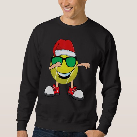 Dabbing Tennis Ball Santa Hat Sunbril Christm Trui (Voorkant)