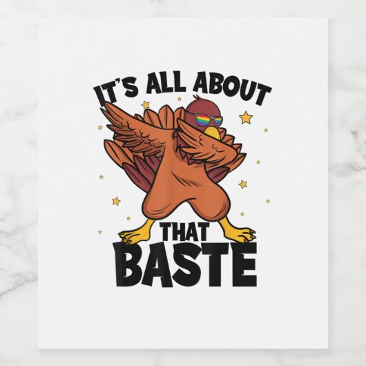 Dabbing Thanksgiving Turkije alles over die baste Wijn Etiket (Enkel label)