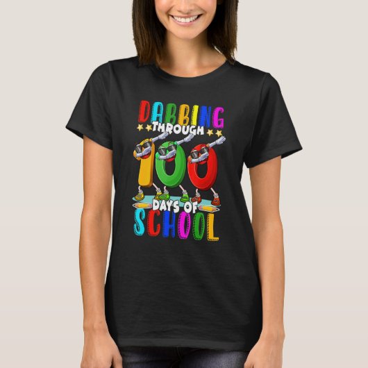 Dabbing Through 100 Days of School 100th Day Schoo T-shirt (Voorkant)