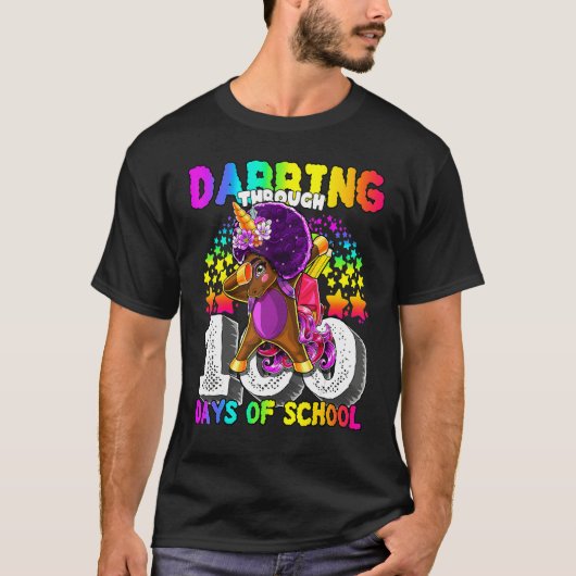 Dabbing Through 100 Days Of School Funny Cute Unic T-shirt (Voorkant)