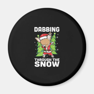 Dabbing Through Snow Chihuahua Kersthond Magneet
