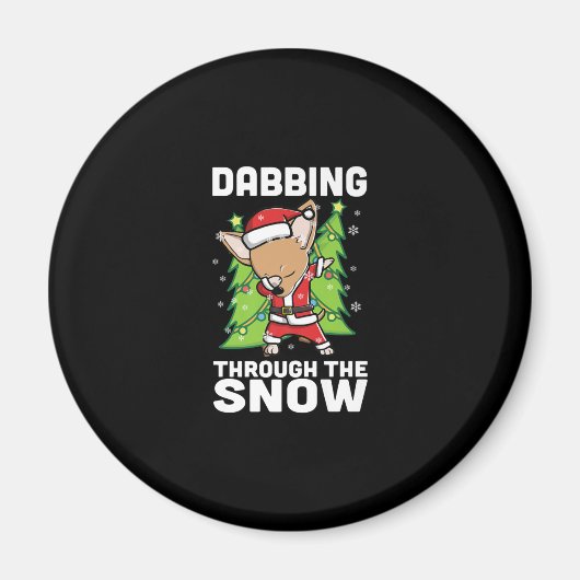 Dabbing Through Snow Chihuahua Kersthond Magneet (Voorkant)
