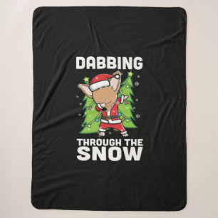 Dabbing Through Snow Chihuahua Kersthond Sherpa Deken