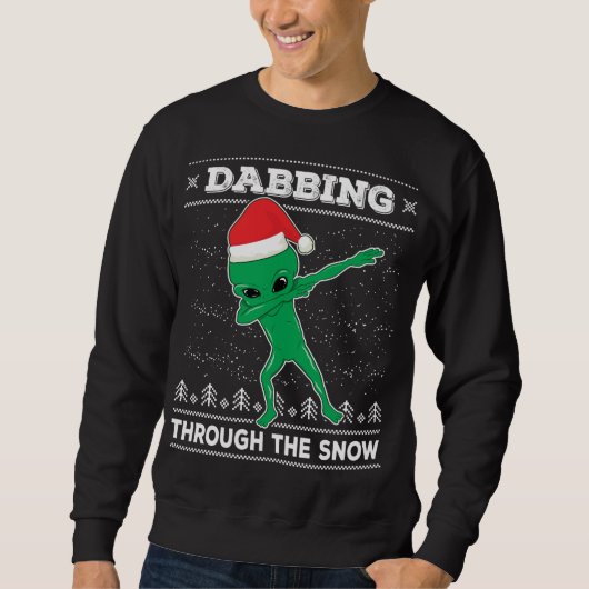 Dabbing through the Snow Alien Santa Ugly Christma Trui (Voorkant)