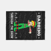 Dabbing Through The Snow Elf Dab Ugly Christmas Sw Fleece Deken (Voorkant (Horizontaal))