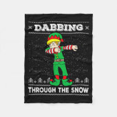 Dabbing Through The Snow Elf Dab Ugly Christmas Sw Fleece Deken (Voorkant)