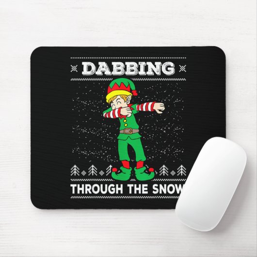 Dabbing Through The Snow Elf Dab Ugly Christmas Sw Muismat (Met muis)