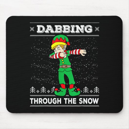 Dabbing Through The Snow Elf Dab Ugly Christmas Sw Muismat (Voorkant)