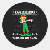Dabbing Through The Snow Elf Dab Ugly Christmas Sw Ronde Sticker (Voorkant)