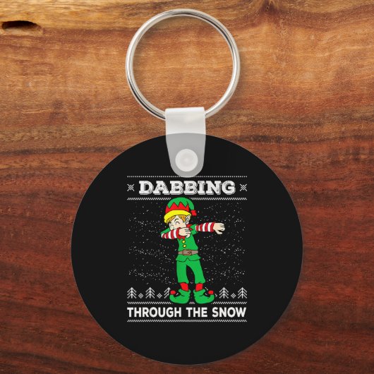 Dabbing Through The Snow Elf Dab Ugly Christmas Sw Sleutelhanger (Voorkant)