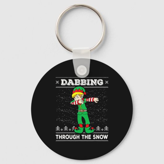 Dabbing Through The Snow Elf Dab Ugly Christmas Sw Sleutelhanger (Voorkant)