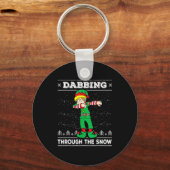 Dabbing Through The Snow Elf Dab Ugly Christmas Sw Sleutelhanger (Voorkant)