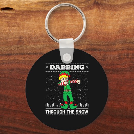 Dabbing Through The Snow Elf Dab Ugly Christmas Sw Sleutelhanger (Voorkant)