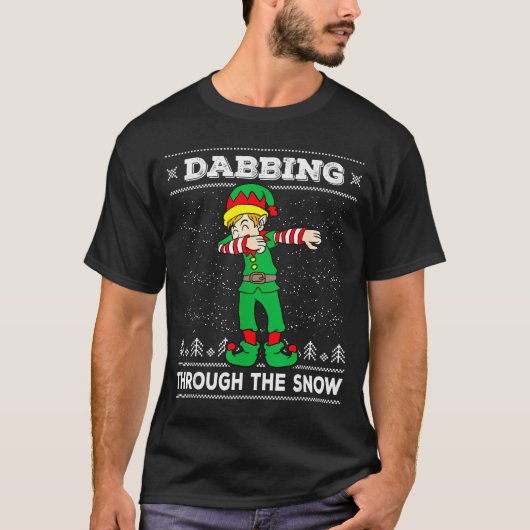 Dabbing Through The Snow Elf Dab Ugly Christmas Sw T-shirt (Voorkant)