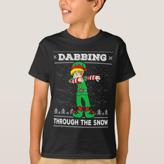 Dabbing Through The Snow Elf Dab Ugly Christmas Sw T-shirt (Voorkant)