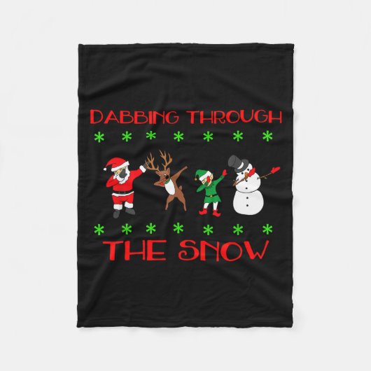 Dabbing Through The Snow Funny Christmas Design Fleece Deken (Voorkant)