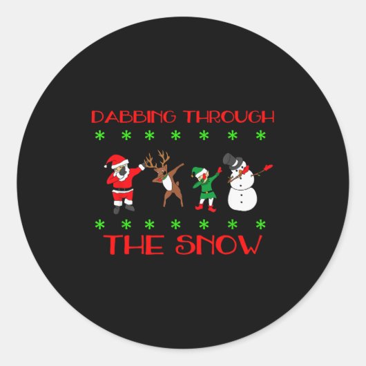 Dabbing Through The Snow Funny Christmas Design  Ronde Sticker (Voorkant)