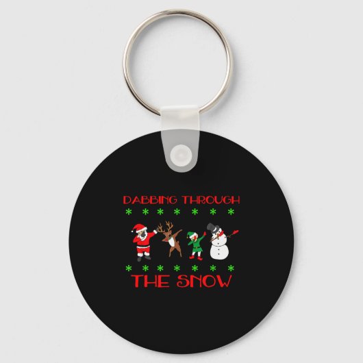 Dabbing Through The Snow Funny Christmas Design  Sleutelhanger (Voorkant)