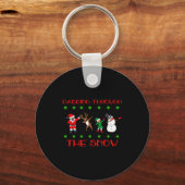 Dabbing Through The Snow Funny Christmas Design  Sleutelhanger (Voorkant)