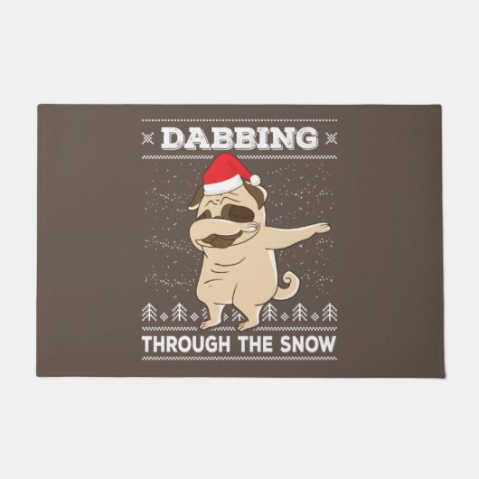 Dabbing Through The Snow Pug Ugly Christmas Sweate Deurmat (Voorkant)