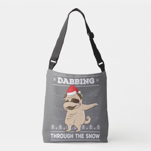 Dabbing through the Snow Pug Ugly KerstSweate Crossbody Tas (Voorkant)