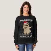 Dabbing through the Snow Pug Ugly KerstSweate Trui (Voorkant volledig)