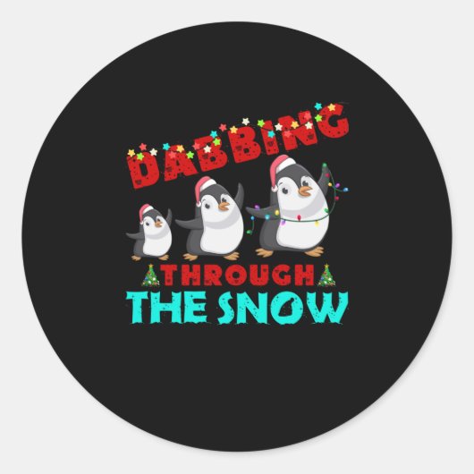 Dabbing through the Snow Ronde Sticker (Voorkant)