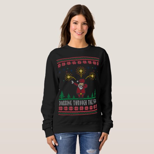 Dabbing through the Snow Santa Claus Ugly Sweater (Voorkant volledig)