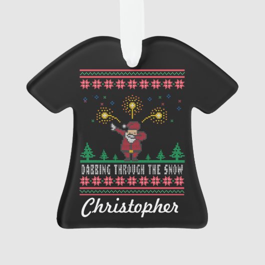 Dabbing through the Snow Ugly KerstSweater Ornament (achterkant)
