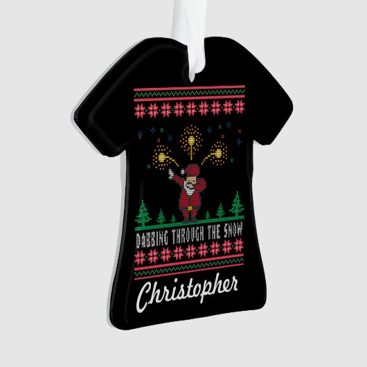 Dabbing through the Snow Ugly KerstSweater Ornament (voorkant)
