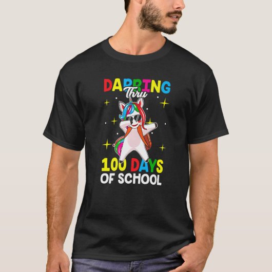 Dabbing Thru 100 days of school Dab Unicorn Lover  T-shirt (Voorkant)