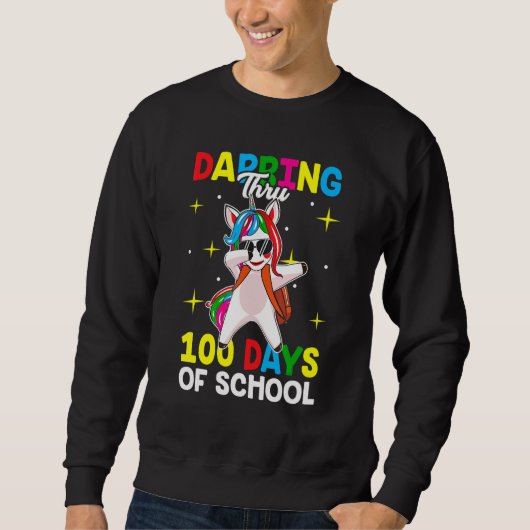 Dabbing Thru 100 days of school Dab Unicorn  Teach Trui (Voorkant)