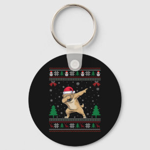 Dabbing Tibetaanse Mastiff Hond Santa Hat Jongens Sleutelhanger
