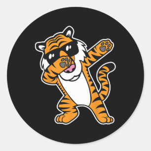 Dabbing Tiger Funny Cool Dancing Big Cat Dab Shirt Ronde Sticker