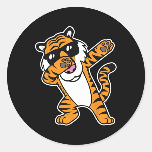 Dabbing Tiger Funny Cool Dancing Big Cat Dab Shirt Ronde Sticker (Voorkant)