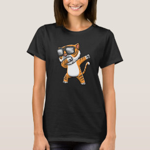 Dabbing tijger met zonnebril meisjes jongens Kinde T-shirt