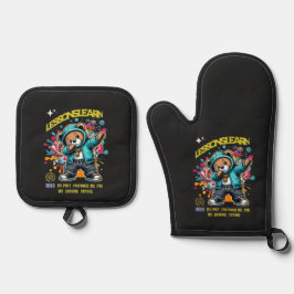DABBING TOEKOMSTIGE LESSEN LEER POT HOLDER OVENWANT & PANNENLAP SET