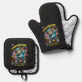 DABBING TOEKOMSTIGE LESSEN LEER POT HOLDER OVENWANT & PANNENLAP SET (Voorkant / Achterkant)
