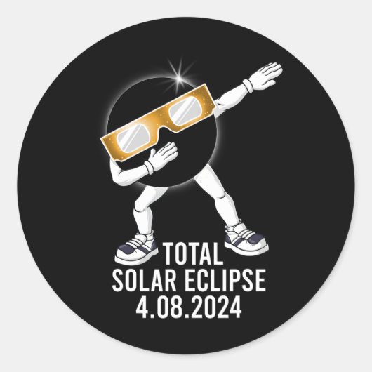 Dabbing totale zonne-eclips 04.08.2024 Leuk dab jo Ronde Sticker (Voorkant)
