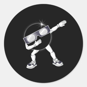 Dabbing totale zonne-eclips 2024 leuk dab jongens  ronde sticker