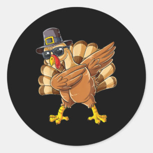 Dabbing Turk Gelukkig Thanksgiving Dankbare Turk Ronde Sticker