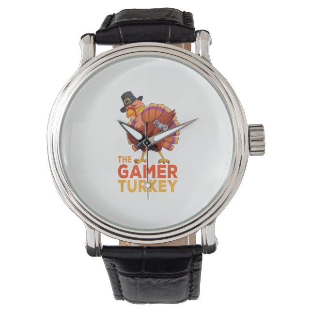 Dabbing Turkey Gamer Thanksgiving Gaming Kinder jo Horloge (Voorkant)
