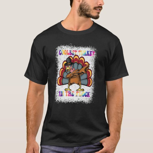 Dabbing turkey Groovy Coolest Turkey In The Flock T-shirt (Voorkant)