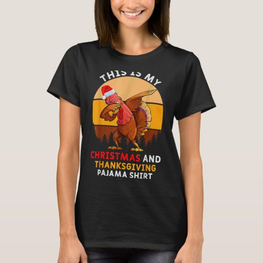 Dabbing Turkey Pajama Thanksgiving Christmas T-shirt (Voorkant)
