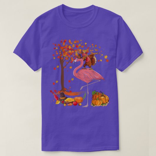 Dabbing Turkey Riding Flamingo Thanksgiving Herfst T-shirt (Design voorkant)